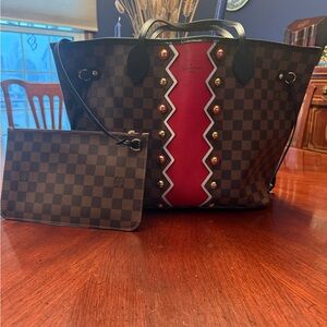 Louis Vuitton Brown and Red Checkered Tote